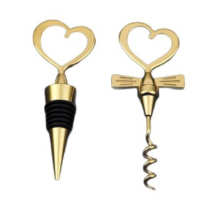 Ensemble de bouchons de vin en forme de cœur, ouvre-bouteille doré, cadeau de mariage, décoration de fête - Product Image 5