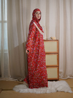 Robe de Prière Intégrée Traditionnelle Musulmane Grande Taille pour Femmes Confortable et Respirante avec Chapeau en Dentelle et Motif Imprimé Tendance