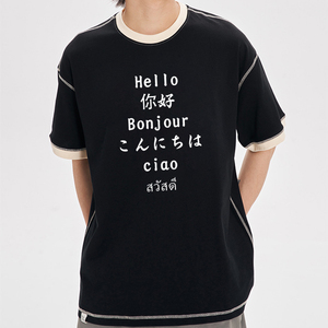 T-Shirt Ringer Personalizzata con <span class=keywords><strong>Logo</strong></span>, 100% Cotone, 250GSM, Girocollo Unisex, Maglietta Ringer da Uomo - Product Image 6
