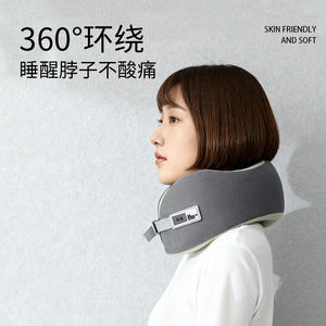 หมอนรองคอเมมโมรี่โฟมรูปตัวยู สำหรับเดินทางบนเครื่องบิน ขนาด 28x26x14 ซม. สีเทาสเปซ - Product Image 3