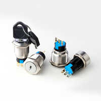 Interruptor de Botón Pulsador Industrial de Acero Inoxidable Resistente al Agua IP65 YUDA, con Llave de Seguridad, 1NO/2NO, 16/19/22mm -J