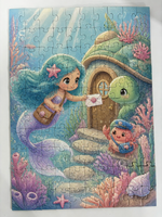 Ressources pédagogiques, thème de dessin animé, cadeaux de Noël, puzzle en carton bleu, 100 pièces, imprimé sur mesure pour enfants