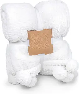 Craft & Kin Plush Throw Blanket, Ultra Soft Plush Blanket, Fuzzy Blanket | Thick Pom Pom Throw Blanket | Premium Fleece Blanket,