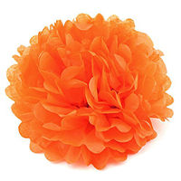 Kit de 5 fleurs en papier et pompons faits à la main - Couleurs rose clair, orange, blanc - Décoration pour anniversaire, mariage, baby shower, adulte - Chine