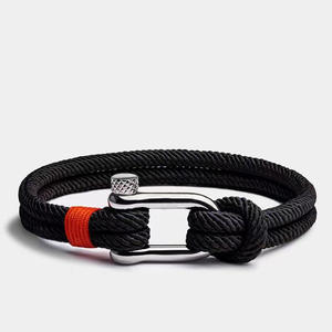 Pulsera Náutica Hecha a Mano con Cuerda, Brazalete Moderno para Hombre con Grillete en Forma de U de Acero Inoxidable, Joyería Náutica para Regalo - Product Image 4