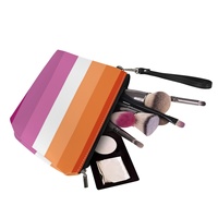Trousse de Maquillage Personnalisée en PU Thème Arc-en-ciel Gay (Sept Rayures) pour Voyages d'Affaires, Rangement Cosmétique à Domicile et Articles en Gros