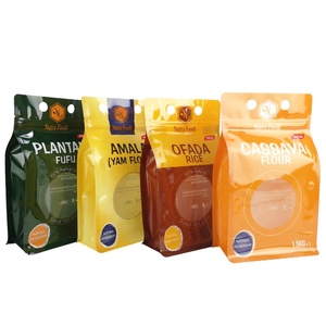 Sachets de farine de manioc en aluminium, emballage alimentaire, étiquette personnalisée en plastique, fond plat, 1.5kg, sac à fermeture éclair de farine d'igname avec suspension h - Product Image 2