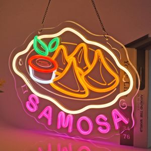 <span class=keywords><strong>Enseigne</strong></span> au néon Samosa, vente directe d'usine, design gratuit, lumières au néon, décoration murale suspendue pour restaurant indien - Product Image 5