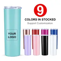 Double Wall Stainless Steel Sublimation Blanks Coffee and Wine Straight Skinny Tumbler Cups with Straw