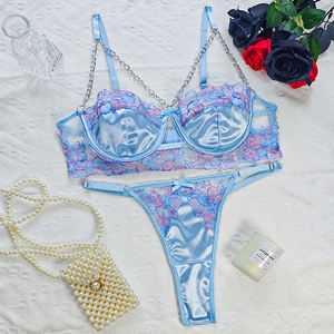 Set reggiseno e mutandine regolabili in maglia di pizzo da donna in 2 pezzi - Product Image 5