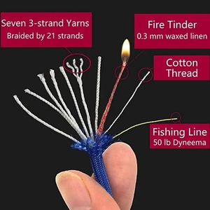 100 pieds/rouleau extérieur multifonctionnel 550 4mm 10 brins corde Kit de survie Camping Paracord avec PE ligne de <span class=keywords><strong>poisson</strong></span> noyau de corde de feu - Product Image 2