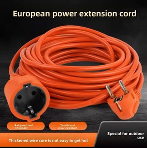 European-style Male-female Power <b>Extension</b> Cord EU-standard Orange Red 10m 5m 3m China-made 90-day Warranty <b>Socket</b>-to-<b>plug</b> Power - Product Image 2