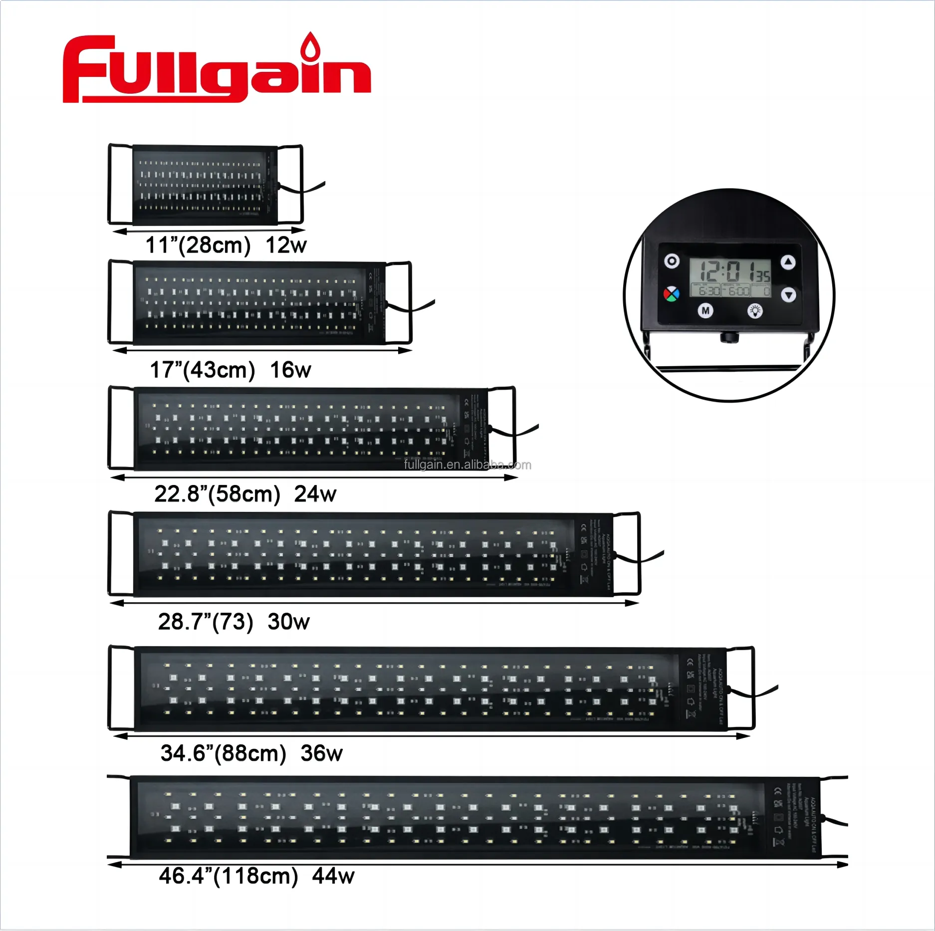 Fullgain 12 18 24 32 36 48 54 pollici miglior supporto per staffa piantato a spettro completo luci per acquario luci per acquario acqua dolce