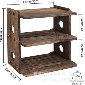 Wooden Projector Storage Rack <b>Wall</b> <b>Mounted</b> 2 Tier <b>Shelf</b> For Living Room Decorative Use Durable Multipurpose - Product Image 2