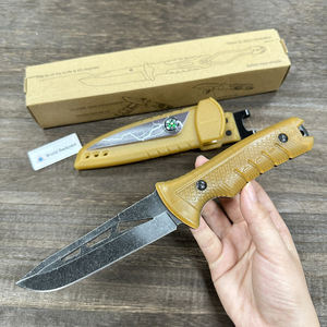 Couteau droit noir Stonewashed CSL1R avec manche ABS, clip ceinture, étui, boussole intégrée, phosphorescence, couteau tactique EDC pour extérieur - Product Image 3