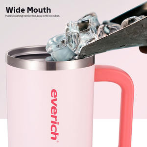Taza a prueba de fugas con diseño de patente Everich, vaso de viaje de acero inoxidable con tapa giratoria de 40oz con asa y pajita - Product Image 6