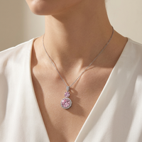 Collier pendentif rond de luxe ZG avec halo de zircon cubique, chaîne à maillons, bijoux élégants pour femmes