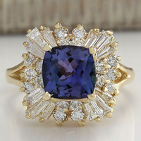 Kadınlar için Deep Blue CZ Cushion Halo Yüzük, 15mm, Altın Kaplama Alaşımlı Gösterişli Küme, Altın