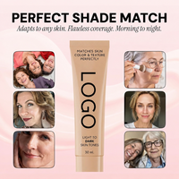 Fond de Teint Liquide Hydratant Éclaircissant OEM Personnalisé à Marque Privée, Changeant de Couleur, Imperméable, SPF15, Longue Durée, 30ml