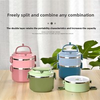 Boîte à lunch empilable en acier inoxydable, bento isotherme multicouche anti-fuite avec poignée, idéal pour le bureau et les étudiants