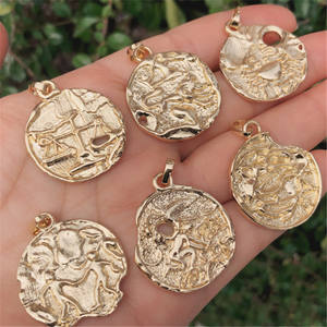 Collier avec pendentif pièce zodiacale plaqué or 18 carats, breloque 12 constellations, chaîne à maillons pour femme, bijoux astrologiques - Product Image 3