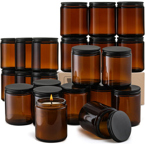 Venta al por Mayor de Frascos de Vidrio para Velas de Lujo Personalizados y Únicos de 50 ml, 160 ml, 260 ml, 380 ml, Transparentes y Ámbar, con Tapas de Vidrio - Product Image 1