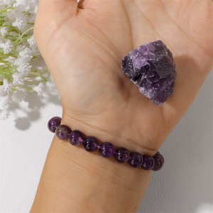 Natural Stone Bracelet Set, 8mm Round Bead Stretch Bracelet, with Raw Stones and Meaning Cards, Wholesale Customizable - Product Image 4