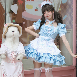 Japanese Style Maid Costume Sky Blue Lolita Dress Cosplay Outfit For Anime Role Play - Product Image 1
