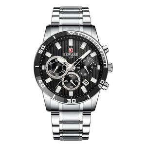 Montre à quartz REWARD 81009 Classy Golden Boys, bracelet en acier inoxydable parfait, 3 cadrans, chronographe, design de montre de course grand format - Product Image 2