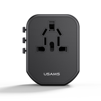 USAMS CC179 T59 20W adaptor Charger dinding, Charger Dinding perjalanan Universal tipe-c, Dual USB + tipe-c dengan colokan US/AU/UK/EU