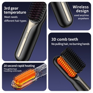 Portable Electric <b>Heating</b> Straightening Hair Brush Wireless Straightener Comb Anion Harmless Hair for Hair Straightening Tool - Product Image 6