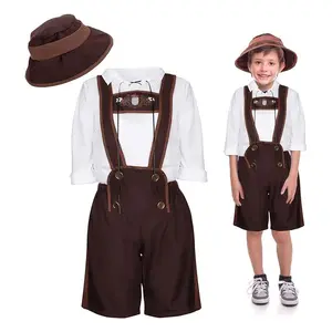 Kinder Bayerische Lederhosen Deutsche Traditionelle Jungen Oktoberfest Kostüm Set ACDB-011