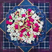 Tersedia 160 Ubin Mahjong Amerika dengan Alas Neoprena Tartan Plaid Navy Hijau 4-Lapis Berukir Siap Kirim