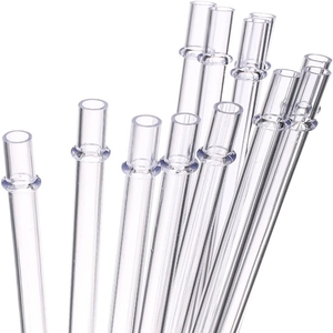Long Clear Reusable Plastic Replacement Drinking Straws for 24 oz & 16 oz Mason Jar,Tumblers, Set of 12 with Cleaning Brush