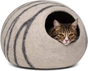 <span class=keywords><strong>Cat</strong></span> Cave Premium Filz Katzen bett für Innen katzen, hand gefertigte 100% Merinowolle (leichte Schattierungen) (mittel, hellgrau) - Product Image 1