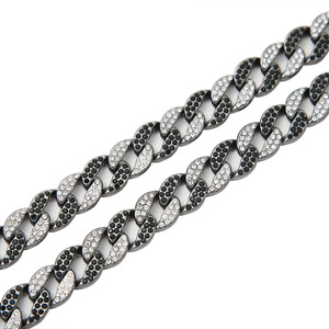 Collar De cadena De eslabones NL2020 aleación De diamantes De imitación De cristal negro 15 MM ancho cadena cubana Colar De <span class=keywords><strong>Liga</strong></span> De Strass Preto E Cristal - Product Image 4