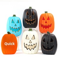 Lanterne citrouille d'Halloween lumineuse et ajourée en plastique de 16 pouces pour vitrines de centres commerciaux et décoration de scènes