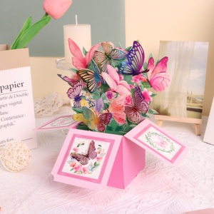 Microstar 3D Pop Up Card Butterfly Flower Box Greeting Card For Birthday Wedding - Product Image 2