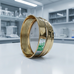 Tamiz de Latón MAYALAB de 200 mm de Diámetro, Acabado Pulido, Cumple con ASTM D4119 e ISO 3310, con Estampado Dorado, Analizador de Tamaño de Partículas Secas - Product Image 1