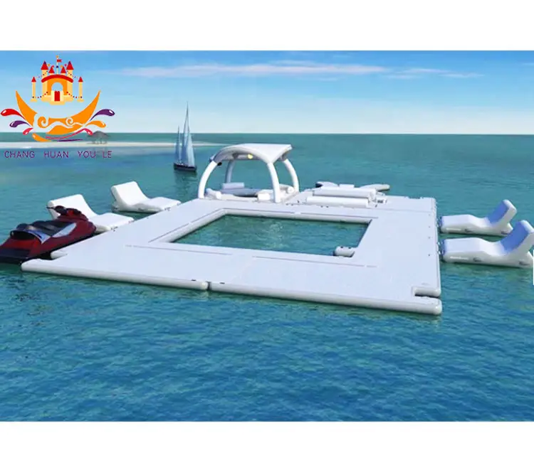 नई डिजाइन inflatable अस्थायी गोदी मंच तैरना नाव डेक पानी खेलने के उपकरण के लिए अस्थायी गोदी