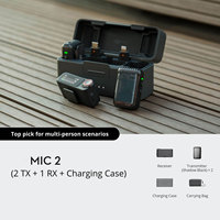 Microphone sans fil DJI Mic 2 2TX 1RX avec étui de charge, enregistrement interne 32 bits flottant pour interview et vlog