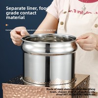 Yolecen Commercial Buffet Isolation Électrique Chauffe-Soupe Premium En Acier Inoxydable Martelé Texture Chaud Soupe Pot pour La Maison