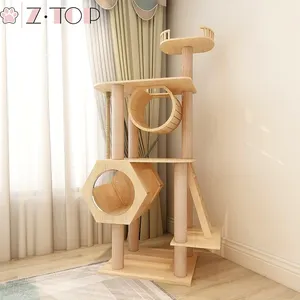 Multi-Livello di Alberi Gatto Sisal-Coperto <span class=keywords><strong>Maine</strong></span> <span class=keywords><strong>Coon</strong></span> Albero Del Gatto, Torre di Legno di Condominio Per Gattini Grande Gatto - Product Image 1