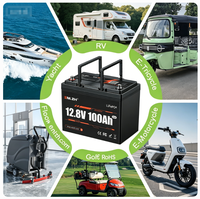 Baterai Lithium-ion Semi-solid State LiFePO4 Ukuran Mini 12.8V 100Ah Kustom Pabrik untuk RV, Kapal, Golf Cart, Energi Surya, Bluetooth