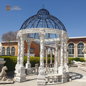 TREVI Luxueux Jardin Extérieur Décoration Fleur Motif Gravure Blanc Marbre Gazebo pour Château Scène de Mariage à Vendre - Product Image 2