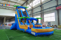 WINSUN Combo gonflable commercial pour adultes, château gonflable avec toboggan aquatique tropical marbré, double toboggan aquatique gonflable, modèle City