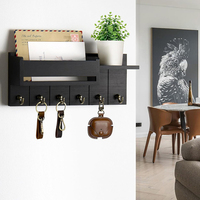 Organisateur d'outils mural double niveau robuste en bois écologique pour accessoires de cuisine, balais et serpillères avec égouttoir