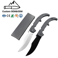 Navaja de bolsillo plegable de acero 8Cr13MoV con hoja recurva de punta de caza, mango G10, bloqueo de seguridad, pomo, resistente para camping al aire libre, EDC, OEM