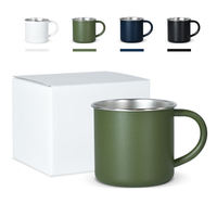 Mug de voyage personnalisé en acier inoxydable à paroi simple de 400 ml avec gravure laser, revêtement en poudre, pour la randonnée, le camping, le feu de camp, avec poignée