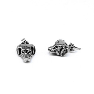 Yunnique Boucles d'oreilles en forme de chien dalmatien en acier titane, bijoux de mode pour hommes et femmes - Product Image 1